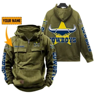 North Queensland Cowboys NRL Tactical Quarter Zip Hoodie NRL29012325567, Gift For Fan North Queensland Cowboys - Army Green