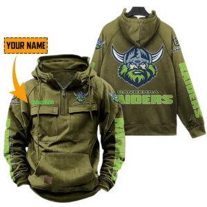 Canberra Raiders NRL Tactical Quarter Zip Hoodie NRL29012325569, Gift For Fan Canberra Raiders - Army Green
