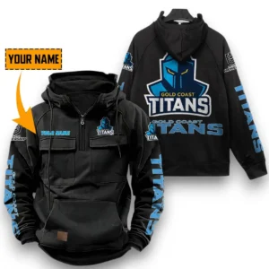 Gold Coast Titans NRL Tactical Quarter Zip Hoodie NRL29012325571, Gift For Fan Gold Coast Titans - Black