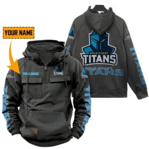 Gold Coast Titans NRL Tactical Quarter Zip Hoodie NRL29012325571, Gift For Fan Gold Coast Titans - Dark Gray