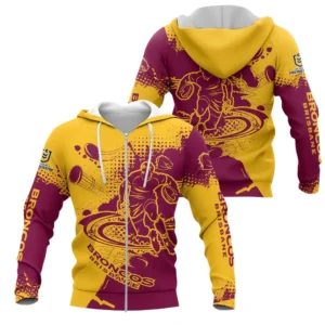 Brisbane Broncos NRL Zipper Hoodie NRL30012425341, Gift For Fan Brisbane Broncos