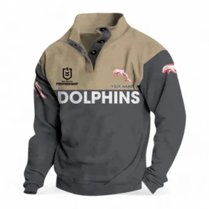 Redcliffe Dolphins NRL Casual Jacket NRL33012425230, Gift For Fan Redcliffe Dolphins - Gray