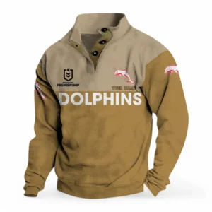 Redcliffe Dolphins NRL Casual Jacket NRL33012425230, Gift For Fan Redcliffe Dolphins - Khaki