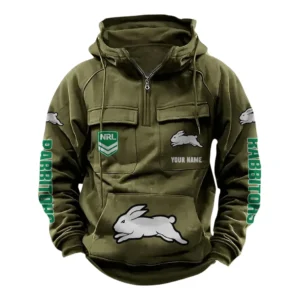 South Sydney Rabbitohs NRL Tactical Quarter Zip Hoodie NRL43012125555, Gift For Fan South Sydney Rabbitohs - Army Green