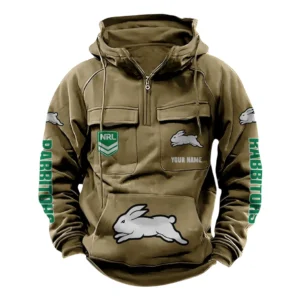 South Sydney Rabbitohs NRL Tactical Quarter Zip Hoodie NRL43012125555, Gift For Fan South Sydney Rabbitohs - Khaki