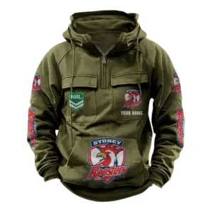 Sydney Roosters NRL Tactical Quarter Zip Hoodie NRL43012125556, Gift For Fan Sydney Roosters - Army Green