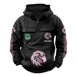 Manly Warringah Sea Eagles NRL Tactical Quarter Zip Hoodie NRL43012125557, Gift For Fan Manly Warringah Sea Eagles - Black