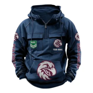 Manly Warringah Sea Eagles NRL Tactical Quarter Zip Hoodie NRL43012125557, Gift For Fan Manly Warringah Sea Eagles - Dark Blue