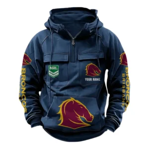Brisbane Broncos NRL Tactical Quarter Zip Hoodie NRL43012125558, Gift For Fan Brisbane Broncos - Dark Blue