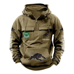Penrith Panthers NRL Tactical Quarter Zip Hoodie NRL43012125559, Gift For Fan Penrith Panthers - Khaki