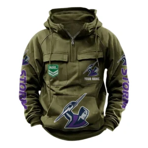 Melbourne Storm NRL Tactical Quarter Zip Hoodie NRL43012125560, Gift For Fan Melbourne Storm - Army Green