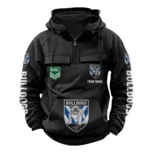 Canterbury-Bankstown Bulldogs NRL Tactical Quarter Zip Hoodie NRL43012125561, Gift For Fan Canterbury-Bankstown Bulldogs - Black