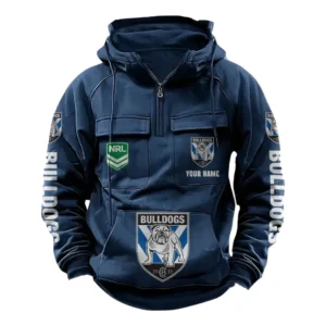 Canterbury-Bankstown Bulldogs NRL Tactical Quarter Zip Hoodie NRL43012125561, Gift For Fan Canterbury-Bankstown Bulldogs - Dark Blue