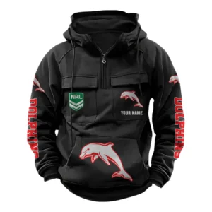 Redcliffe Dolphins NRL Tactical Quarter Zip Hoodie NRL43012125562, Gift For Fan Redcliffe Dolphins - Black
