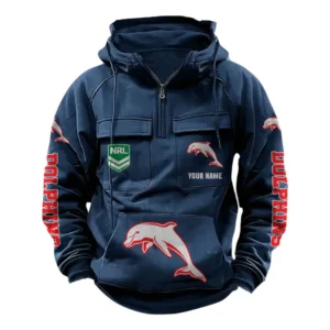 Redcliffe Dolphins NRL Tactical Quarter Zip Hoodie NRL43012125562, Gift For Fan Redcliffe Dolphins - Dark Blue