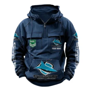 Cronulla Sharks NRL Tactical Quarter Zip Hoodie NRL43012125564, Gift For Fan Cronulla Sharks - Dark Blue