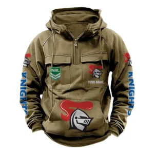Newcastle Knights NRL Tactical Quarter Zip Hoodie NRL43012125565, Gift For Fan Newcastle Knights - Khaki