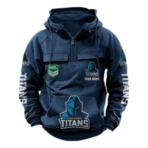 Gold Coast Titans NRL Tactical Quarter Zip Hoodie NRL43012125566, Gift For Fan Gold Coast Titans - Dark Blue