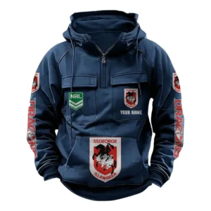 St George Illawarra Dragons NRL Tactical Quarter Zip Hoodie NRL43012125567, Gift For Fan St George Illawarra Dragons - Dark Blue