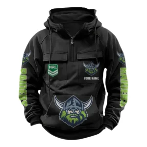 Canberra Raiders NRL Tactical Quarter Zip Hoodie NRL43012125570, Gift For Fan Canberra Raiders - Black