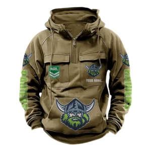 Canberra Raiders NRL Tactical Quarter Zip Hoodie NRL43012125570, Gift For Fan Canberra Raiders - Khaki
