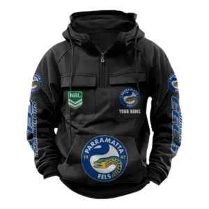 Parramatta Eels NRL Tactical Quarter Zip Hoodie NRL43012125571, Gift For Fan Parramatta Eels - Black