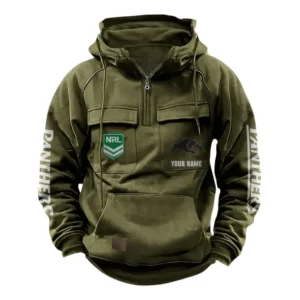 Penrith Panthers NRL Tactical Quarter Zip Hoodie NRL43012125572, Gift For Fan Penrith Panthers - Army Green