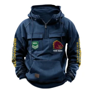 Brisbane Broncos NRL Tactical Quarter Zip Hoodie NRL43012125573, Gift For Fan Brisbane Broncos - Dark Blue