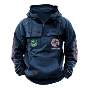 Manly Warringah Sea Eagles NRL Tactical Quarter Zip Hoodie NRL43012125574, Gift For Fan Manly Warringah Sea Eagles - Dark Blue
