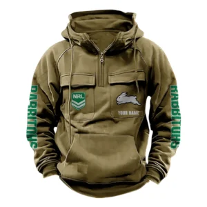 South Sydney Rabbitohs NRL Tactical Quarter Zip Hoodie NRL43012125575, Gift For Fan South Sydney Rabbitohs - Khaki