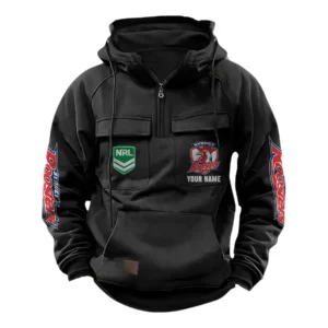 Sydney Roosters NRL Tactical Quarter Zip Hoodie NRL43012125576, Gift For Fan Sydney Roosters - Black
