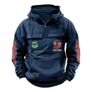 Sydney Roosters NRL Tactical Quarter Zip Hoodie NRL43012125576, Gift For Fan Sydney Roosters - Dark Blue
