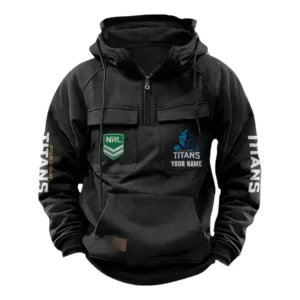 Gold Coast Titans NRL Tactical Quarter Zip Hoodie NRL43012125577, Gift For Fan Gold Coast Titans - Black
