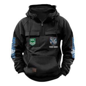 Canterbury-Bankstown Bulldogs NRL Tactical Quarter Zip Hoodie NRL43012125578, Gift For Fan Canterbury-Bankstown Bulldogs - Black