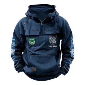 Canterbury-Bankstown Bulldogs NRL Tactical Quarter Zip Hoodie NRL43012125578, Gift For Fan Canterbury-Bankstown Bulldogs - Dark Blue