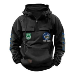 Parramatta Eels NRL Tactical Quarter Zip Hoodie NRL43012125579, Gift For Fan Parramatta Eels - Black