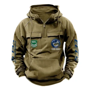 Parramatta Eels NRL Tactical Quarter Zip Hoodie NRL43012125579, Gift For Fan Parramatta Eels - Khaki