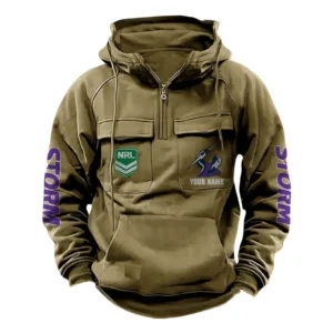 Melbourne Storm NRL Tactical Quarter Zip Hoodie NRL43012125581, Gift For Fan Melbourne Storm - Khaki
