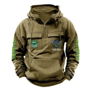 Canberra Raiders NRL Tactical Quarter Zip Hoodie NRL43012125582, Gift For Fan Canberra Raiders - Khaki