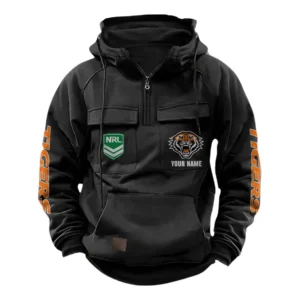 Wests Tigers NRL Tactical Quarter Zip Hoodie NRL43012125583, Gift For Fan Wests Tigers - Black