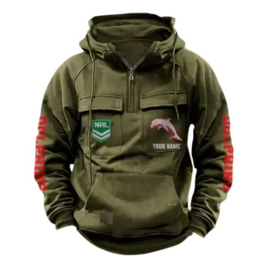 Redcliffe Dolphins NRL Tactical Quarter Zip Hoodie NRL43012125587, Gift For Fan Redcliffe Dolphins - Army Green
