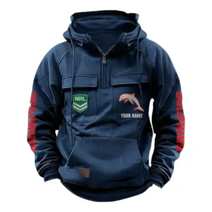 Redcliffe Dolphins NRL Tactical Quarter Zip Hoodie NRL43012125587, Gift For Fan Redcliffe Dolphins - Dark Blue