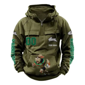 South Sydney Rabbitohs NRL Tactical Quarter Zip Hoodie NRL43012125589, Gift For Fan South Sydney Rabbitohs - Army Green