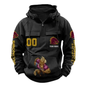 Brisbane Broncos NRL Tactical Quarter Zip Hoodie NRL43012125590, Gift For Fan Brisbane Broncos - Black