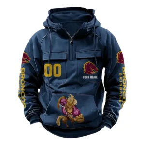 Brisbane Broncos NRL Tactical Quarter Zip Hoodie NRL43012125590, Gift For Fan Brisbane Broncos - Dark Blue