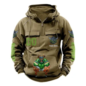 Canberra Raiders NRL Tactical Quarter Zip Hoodie NRL43012125591, Gift For Fan Canberra Raiders - Khaki