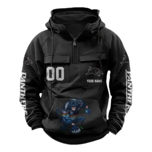 Penrith Panthers NRL Tactical Quarter Zip Hoodie NRL43012125592, Gift For Fan Penrith Panthers - Black