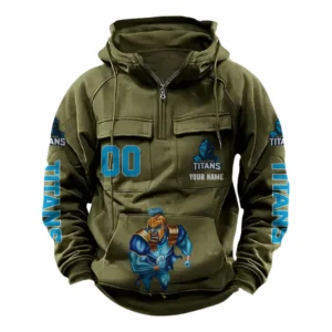 Gold Coast Titans NRL Tactical Quarter Zip Hoodie NRL43012125596, Gift For Fan Gold Coast Titans - Army Green
