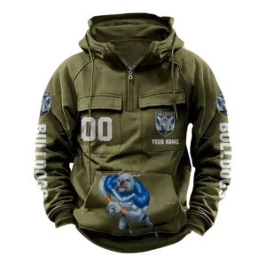 Canterbury-Bankstown Bulldogs NRL Tactical Quarter Zip Hoodie NRL43012125597, Gift For Fan Canterbury-Bankstown Bulldogs - Army Green