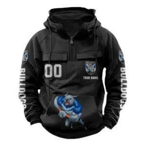 Canterbury-Bankstown Bulldogs NRL Tactical Quarter Zip Hoodie NRL43012125597, Gift For Fan Canterbury-Bankstown Bulldogs - Black